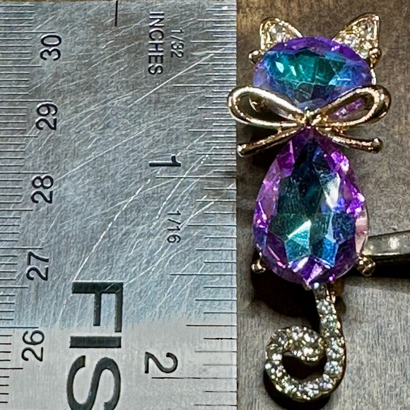 NWOT - Elegant Rhinestone Cat Brooch - Picture 5 of 6